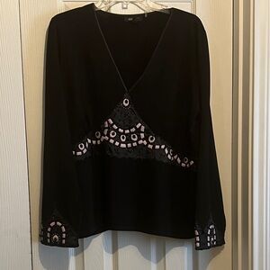 Dolce Cabo BNWOT Black Blouse with Pink Accents